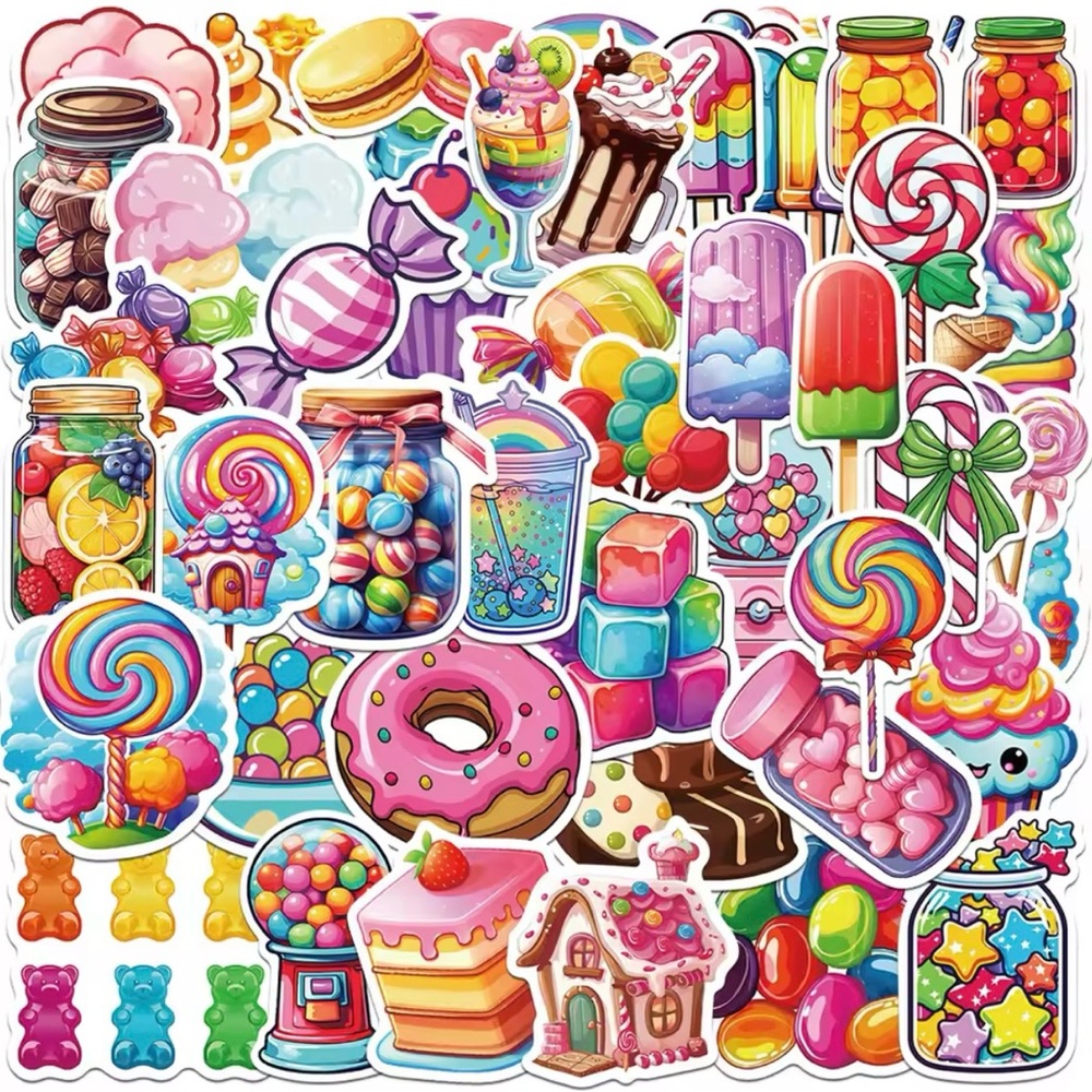 50 Colorful Rainbow Candy Stickers